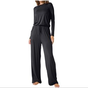 LAINAB Women's O Neck Loose Wide Legs Casual Jumpsuits with Pockets